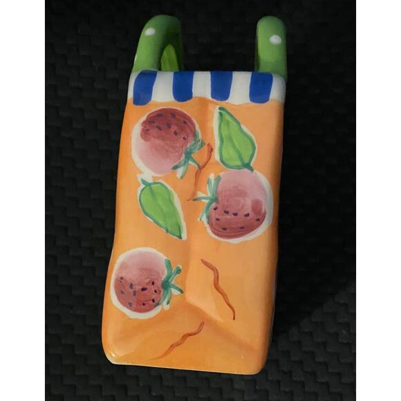 Vintage Hand Painted Bella Casa by Ganz Ceramic Bag with Handles Vase Pen Holder - Picture 4 of 8